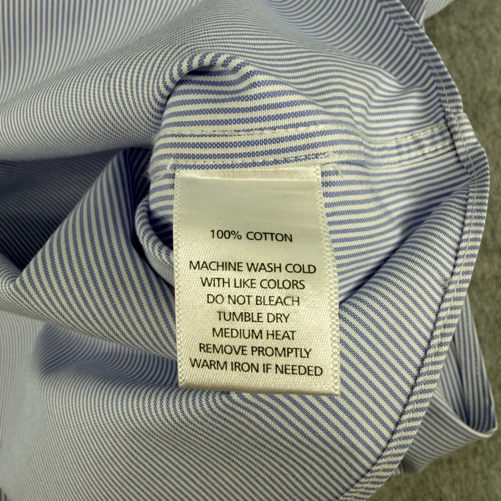 UNTUCKit Pio Cesare Shirt Mens XL Blue White Stripe Wrinkle Free Cotton Button - Picture 5 of 10